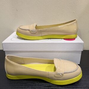 Boden Beige and Neon Yellow Loafers Size 39